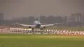 Airplane landing, runway overview HD Footage