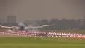 Airplane landing, runway overview HD Footage