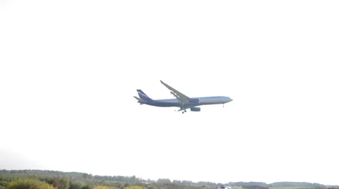 Airplane landing. Side view Stock Footage 54484708