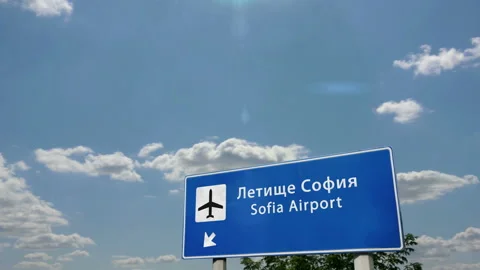 Airplane landing at Sofia Stock Footage 127743052
