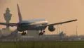 Airplane landing at sunrise HD Footage
