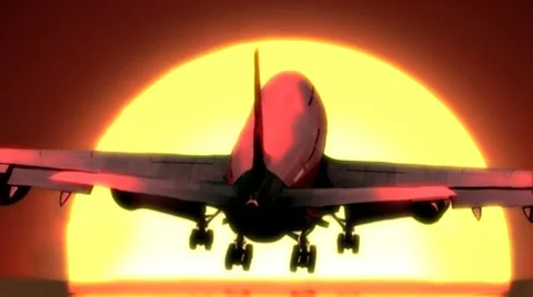 Airplane landing at sunset 스톡 동영상 9756142