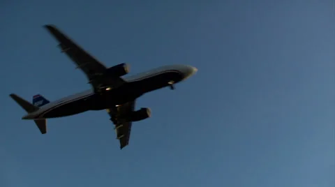 Airplane Landing Sunset Video stock 31821236
