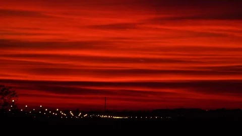 Airplane Landing at sunset Video stock 83012709