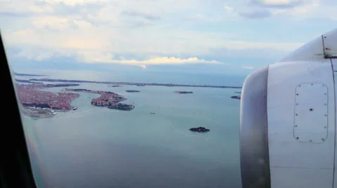 Airplane Landing In Venice, Window View Stock Footage 45453289