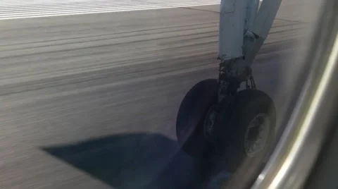 Airplane landing wheels close-up Stock Footage 54804826