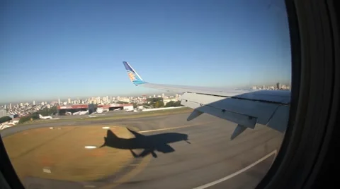 Airplane Landing - window view Stock-Footage 46970942