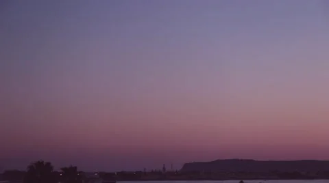 Airplane lands at dusk evening Stock Footage 63661396