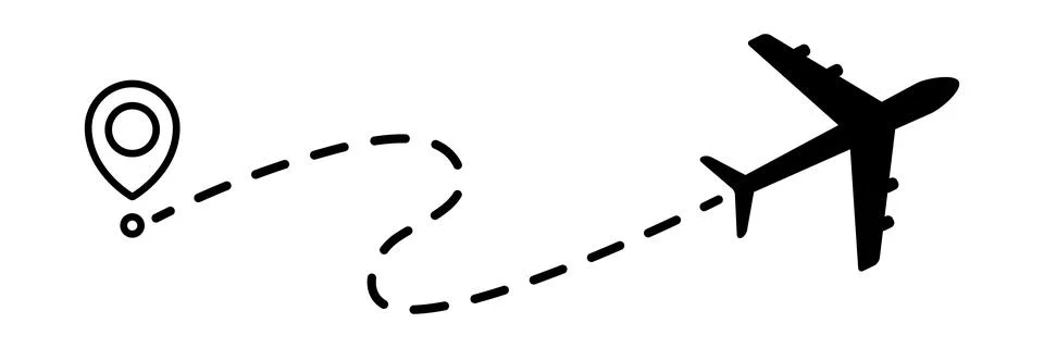 Airplane line dotted path. Stock Illustration