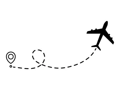 Airplane line dotted path. Stock Illustration