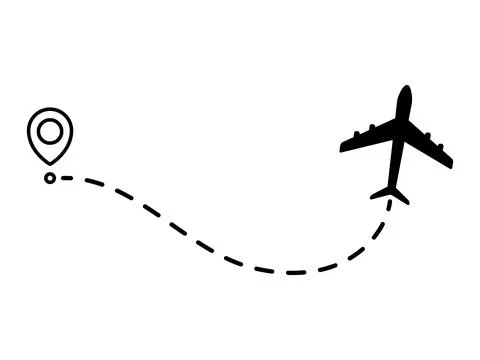 Airplane line dotted path. Stock Illustration
