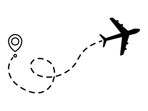 Airplane line dotted path. Stock Illustration