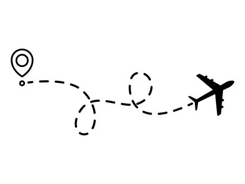 Airplane line dotted path. Stock Illustration