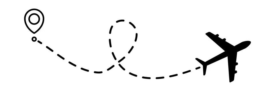 Airplane line dotted path. Stock Illustration