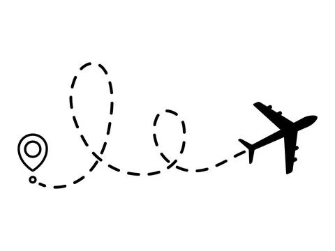Airplane line dotted path. Stock Illustration