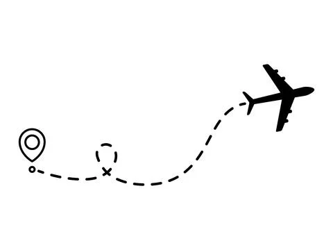 Airplane line dotted path. Stock Illustration