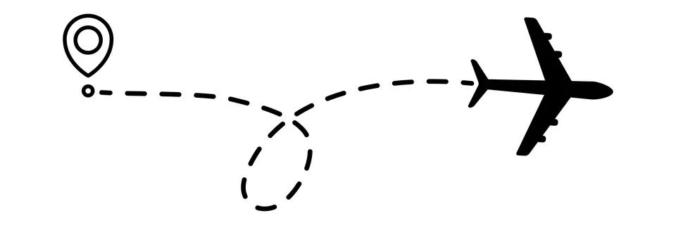 Airplane line dotted path. Illustrazione stock