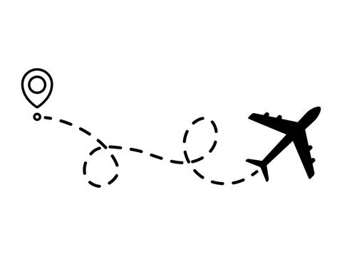 Airplane line dotted path. Stock Illustration
