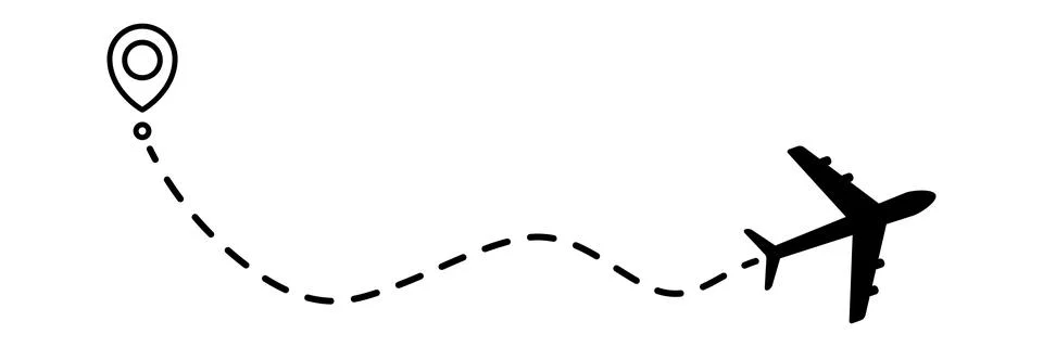 Airplane line dotted path. Stock Illustration