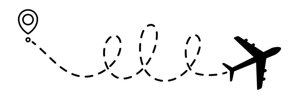 Airplane line dotted path. Stock Illustration