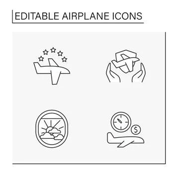 Airplane line icons set Stock Illustration