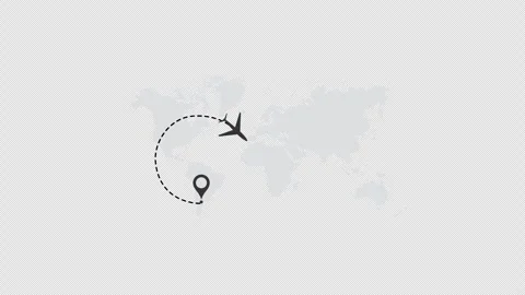 Airplane line path icon. air plane flight route with the point of location Stock Footage 312265759