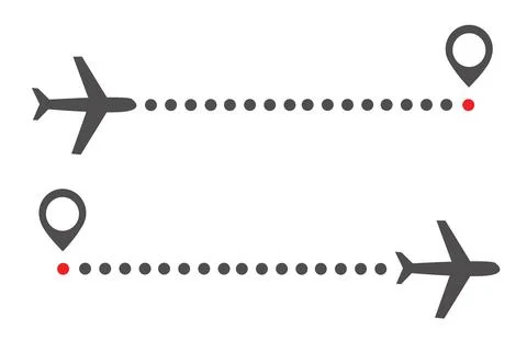 Airplane line path route Stock Illustration