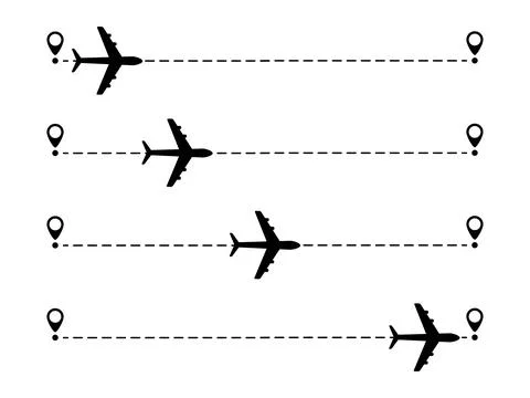 Airplane line path set. Stock Illustration