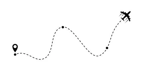 Airplane line path vector air plane route icoin Stock Illustration
