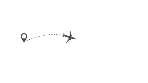Airplane line path vector icon of air plane flight route with start point Stock Footage 139208689