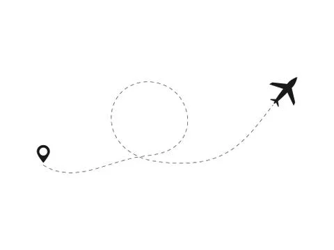 Airplane line path vector icon illustration Stock Illustration
