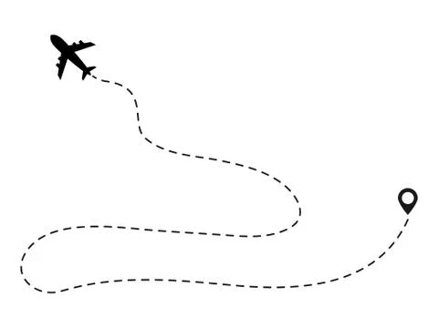 Airplane line path vector icon illustration Stock Illustration