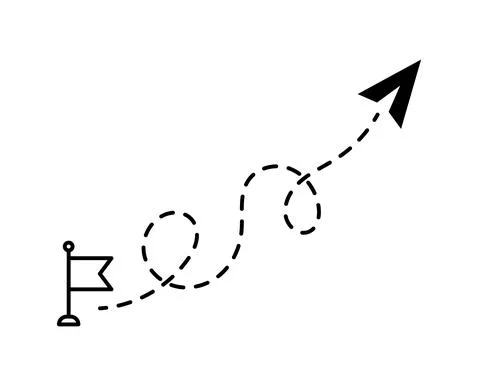 Airplane line path vector icon of start point and dash line trace for air tri Stock Illustration