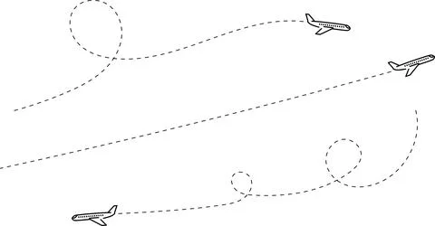 Airplane line path vector icon of air plane flight route with start point 스톡 일러스트
