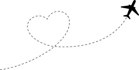 Airplane line path vector icon of air plane flight route with start point Stock Illustration