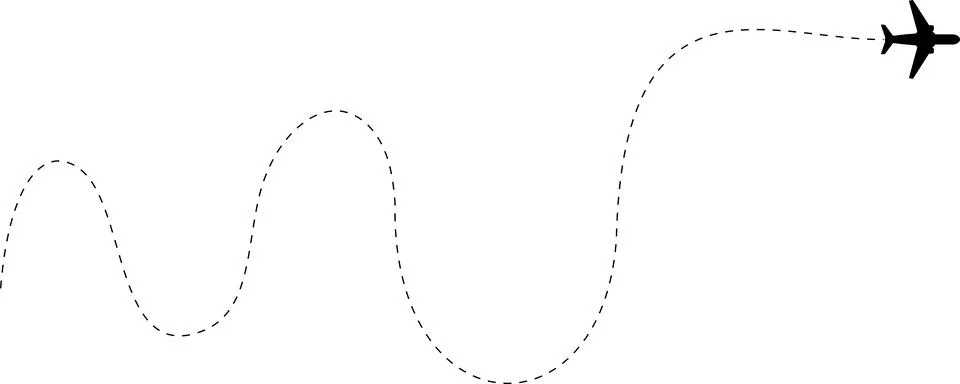 Airplane line path vector icon of air plane flight route with start point Stock Illustration