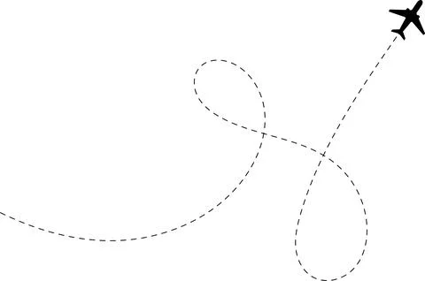 Airplane line path vector icon of air plane flight route with start point Stock Illustration