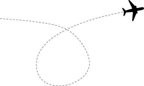 Airplane line path vector icon of air plane flight route with start point Stock Illustration