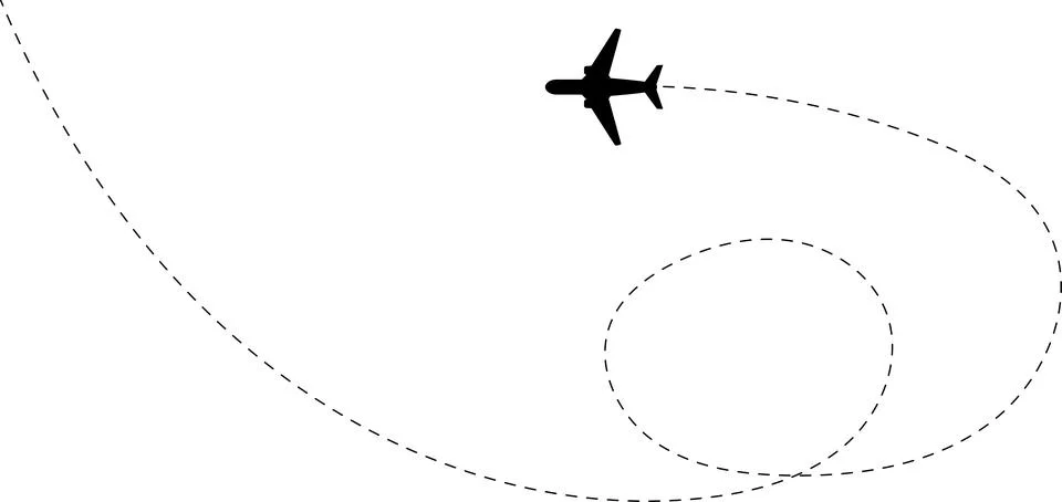 Airplane line path vector icon of air plane flight route with start point Illustration