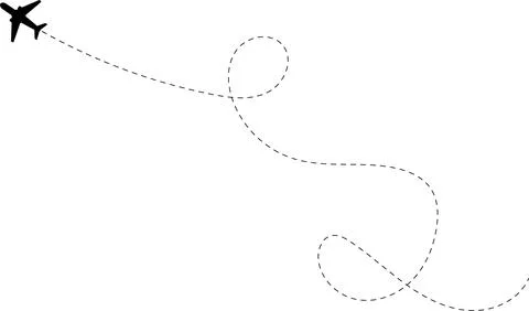 Airplane line path vector icon of air plane flight route with start point Stock Illustration