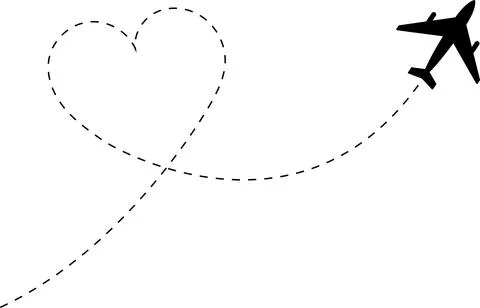Airplane line path vector icon of air plane flight route with start point Stock Illustration