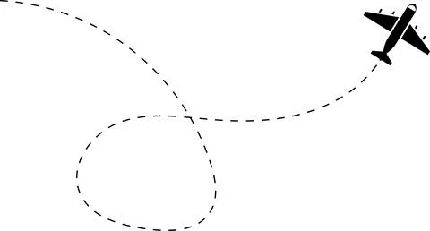 Airplane line path vector icon of air plane flight route with start point Stock Illustration