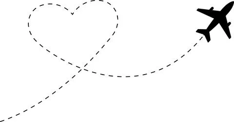 Airplane line path vector icon of air plane flight route with start point 스톡 일러스트