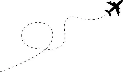 Airplane line path vector icon of air plane flight route with start point Stock Illustration