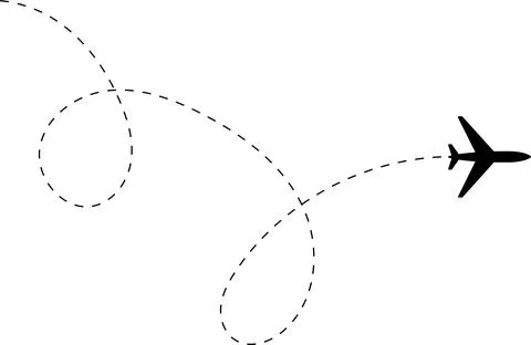 Airplane line path vector icon of air plane flight route with start point Stock Illustration