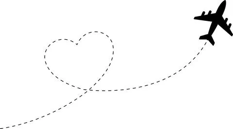 Airplane line path vector icon of air plane flight route with start point Stock Illustration