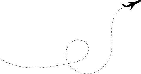 Airplane line path vector icon of air plane flight route with start point Stock Illustration
