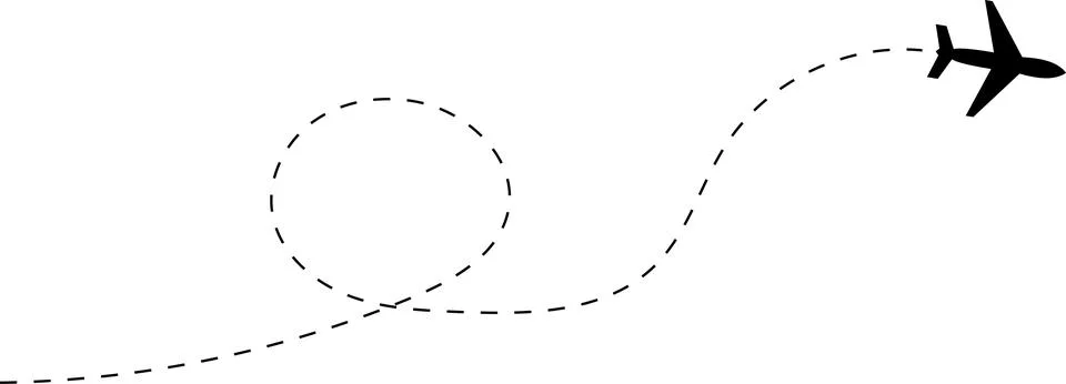 Airplane line path vector icon of air plane flight route with start point イラスト素材