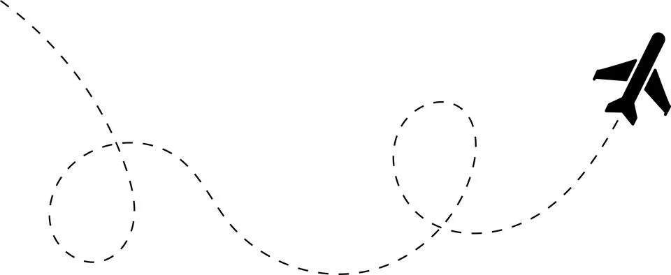 Airplane line path vector icon of air plane flight route with start point Stock Illustration