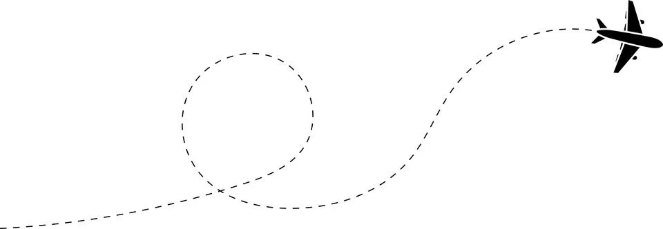 Airplane line path vector icon of air plane flight route with start point Stock Illustration